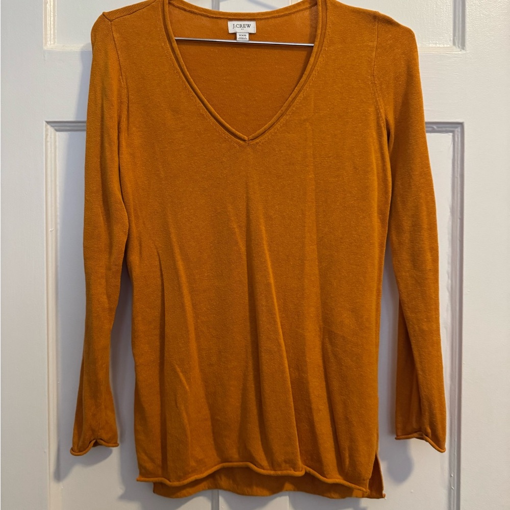 J. Crew Orange 3/4 Sleeve Fitted Blouse